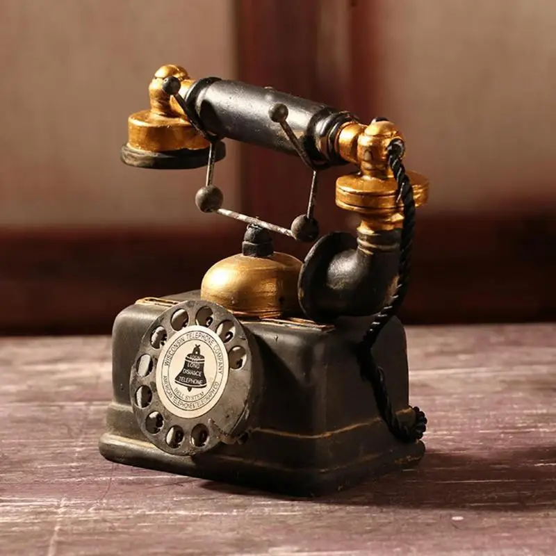 

Figurine Decor Model for Home Desk Decoration Holiday Gifts Retro Telephone Models Photography Prop Statue Artist Antique Phone