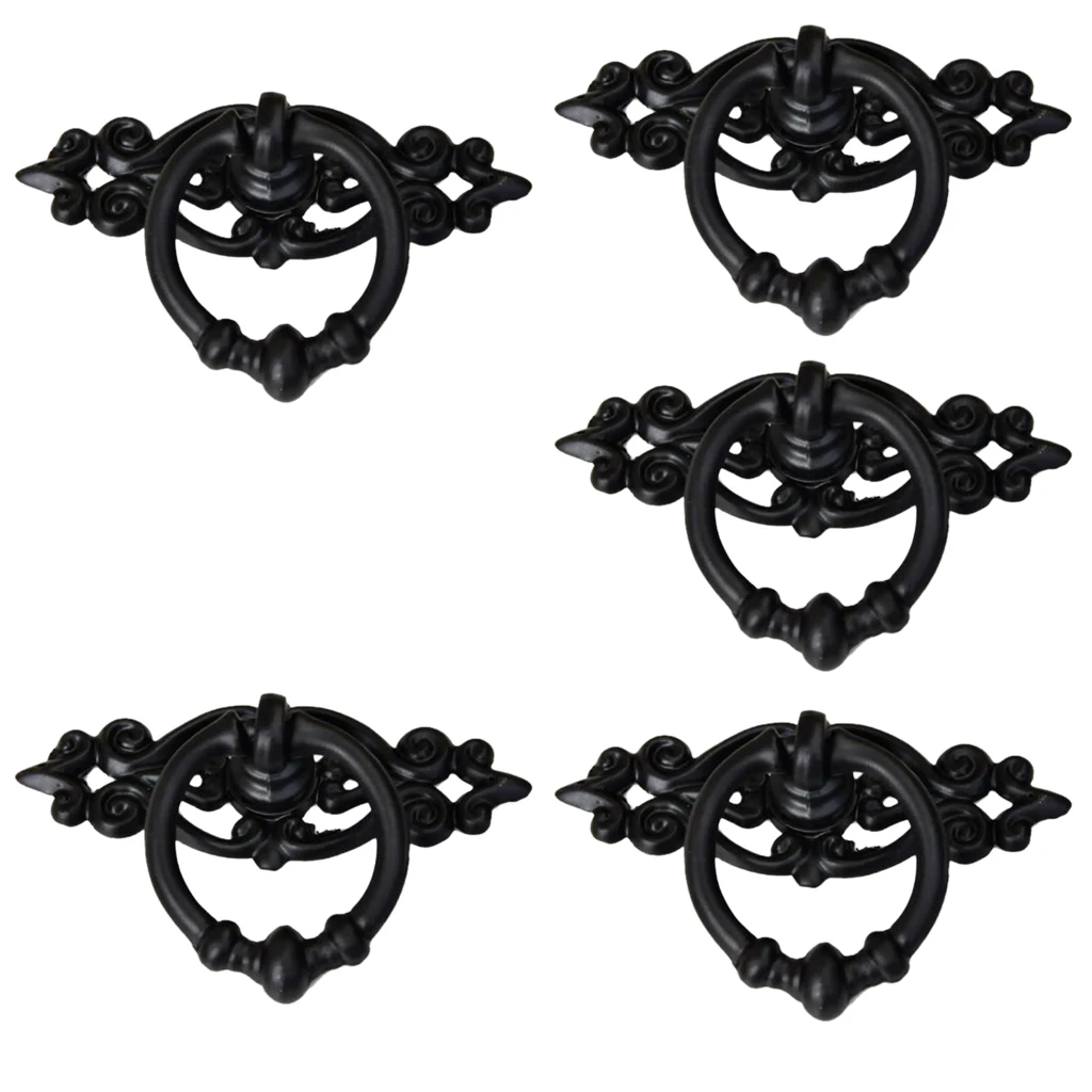 5pcs Antique Black Cabinet Door Drawer Cupboard Pulls Handle Knob Hardware