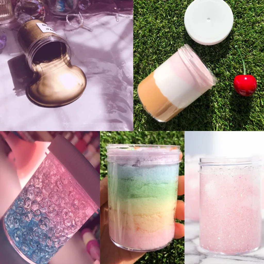 

Container For Playdough Slime Clay Makeup Jar Cosmetic Pot Cream Bottle Nail Box 120 Ml Round White Cover Transparent Jar #10