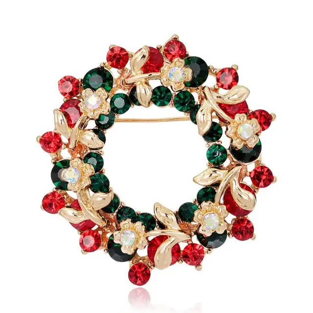 New Year Christmas Brooch Christmas Tree Brooches Charm Rhinestone