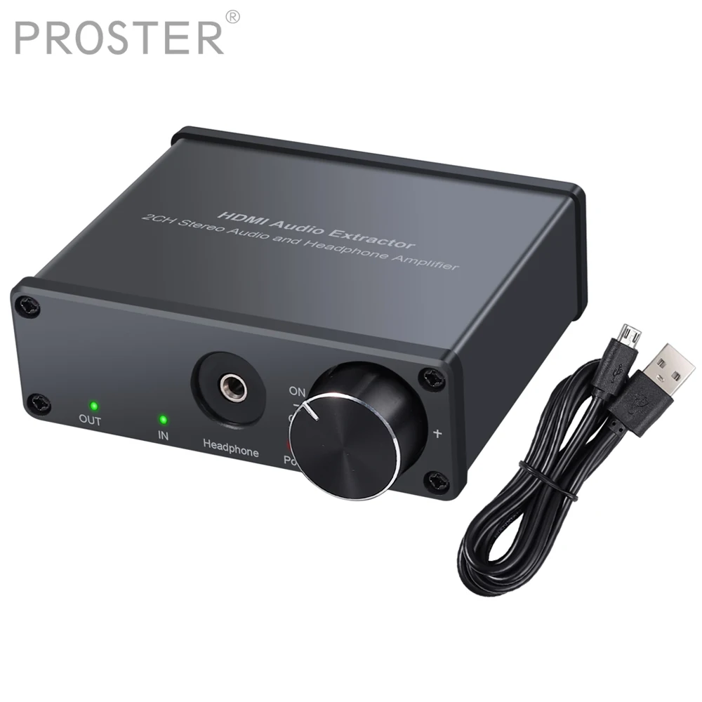 

Proster HDMI to HDMI+RCA+3.5mm Audio Extractor Volume Control HDMI Audio Splitter Adapter Power Switch Support 4K 3D