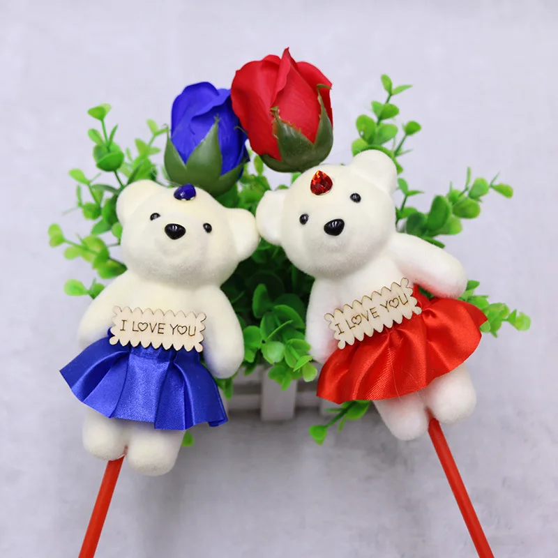 10 шт. плюшевый мишка плюшевые игрушки с розовым мылом букет цветов многоцветная милая кукла подарок на день Святого Валентина и свадебные подарки