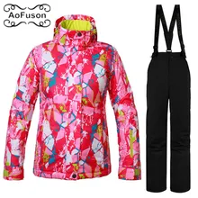 Женский лыжный костюм, ветронепроницаемый, водонепроницаемый, для спорта на открытом воздухе, лыжные куртки, штаны, одежда для женщин, лыжный теплый, теплый, для сноуборда, лыжный костюм