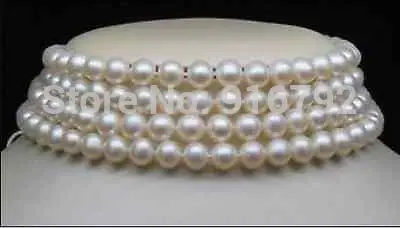 

YH@CS >WHOLESALE 65" 9-10MM NATURAL SOUTH SEA WHITE PEARL NECKLACE 14K GIFT EARRING