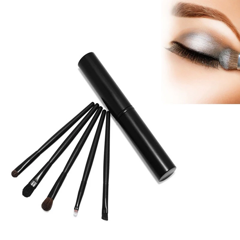 

5Pcs/Set Professional Eyeshadow Brush Makeup Brushes Eyeliner Lip Make Up Brush + Round Tube For Women Pincel Maquiagem