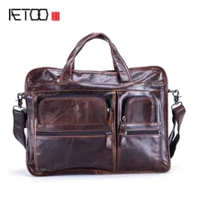 AETOO европейский и американский модный мужской портфель, кожаная деловая сумка для ноутбука, сумка через плечо