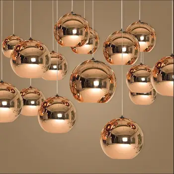 

Modern chandelier ball E27 bulb copper/sliver/gold Plated Glass Shade pendant lamp for Dining room kitchen loft decor lighting