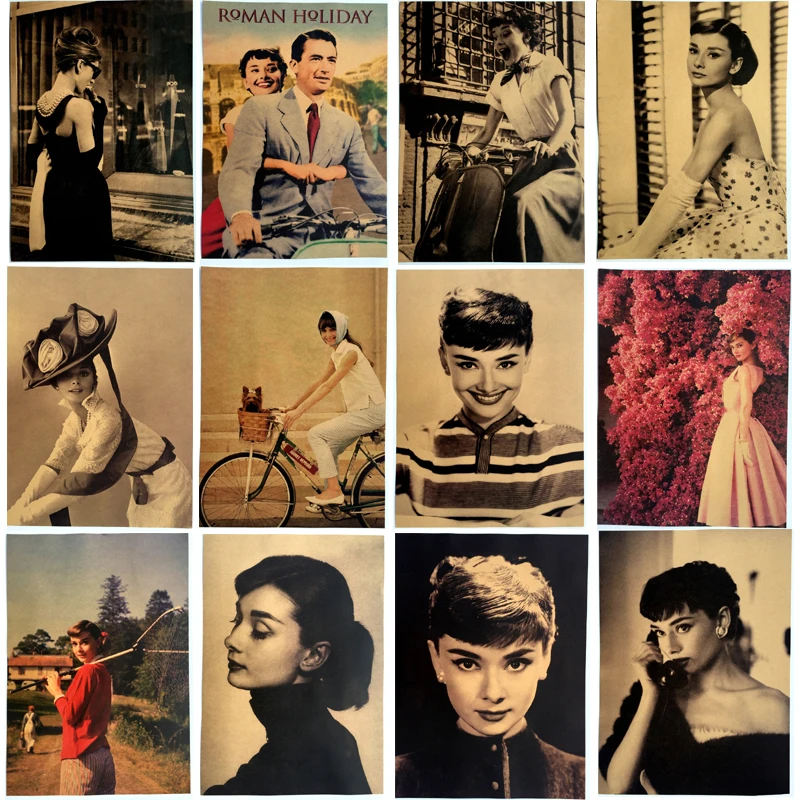 

Audrey Hepburn Restore ancient ways painting famous Art Print Poster Wall Picture Canvas Painting Living Room Decor No Frame