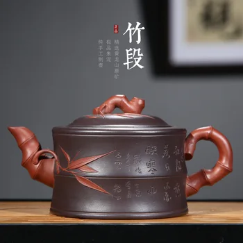 

creative Hand-made raw Mine Purple clay Teapot Bamboo Leaf Teapot for brewing tea da hong pao chinese ceramic tea infuser