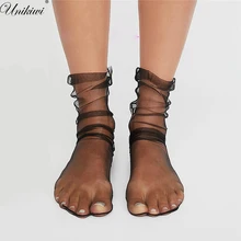 UNIKIWI. Женские новые шифоновые прозрачные сетчатые носки. Сексуальные женские ультра-тонкие марлевые носки, женские носки. 12 цветов