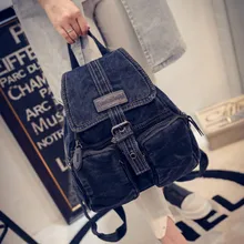 Women Denim Stonewash Backpack Vintage Retro Knapsack Rucksack Blue Small Fashion Buckle Zipper New Hot Travel Bags Student