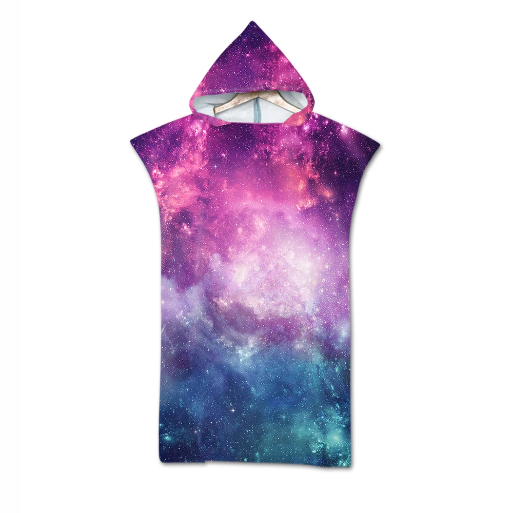 

Free shipping Novelty Gift Universe Galaxy Starry Stars Nebula Print Large Hooded Spa Sauna Surf Swim Bath Beach Towel Poncho