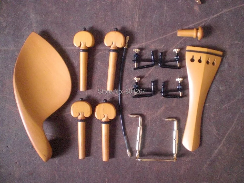 

3 Sets Boxwood Violin fitting 4/4 with string adjuster & tail guts& chin rest clamp