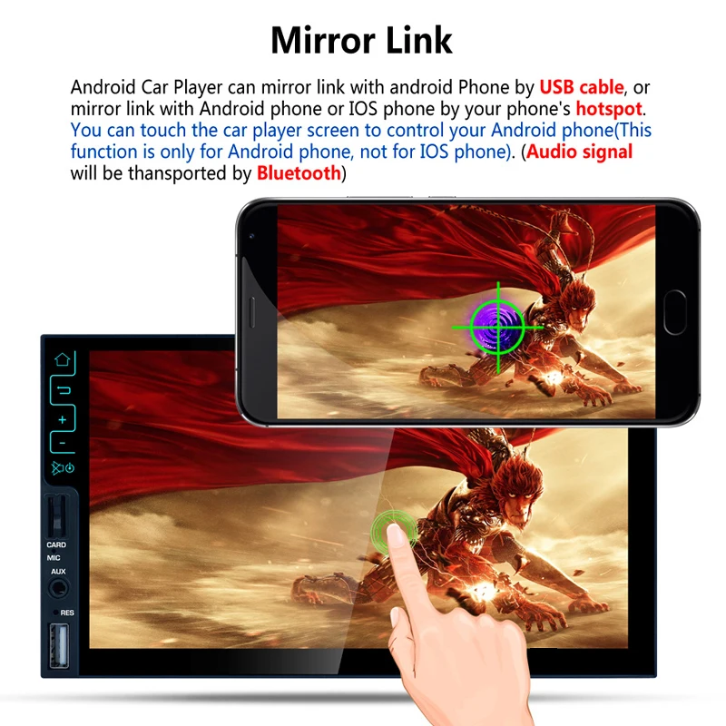 Best APRICOTCAR 7 "2 Din Touch Screen Car HD MP5 Automatic Audio Stereo Bluetooth FM AUX Player Android5.1 Support GPS 3G Internet 5