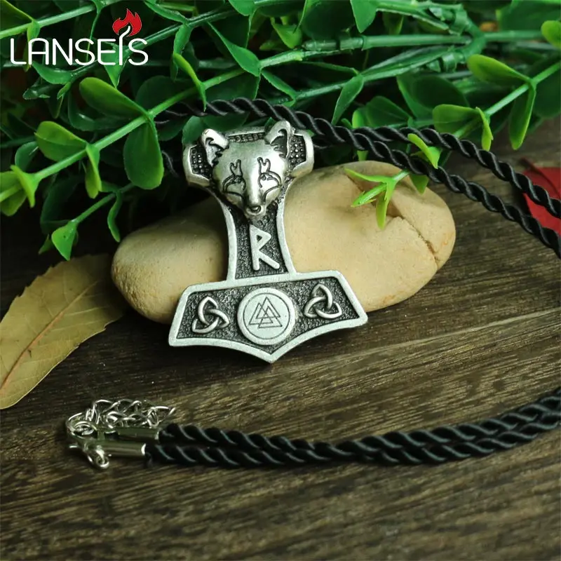 Lanseis10pc оптовая продажа норвежские лисы Тор молот кулон викинги Норвегия символ