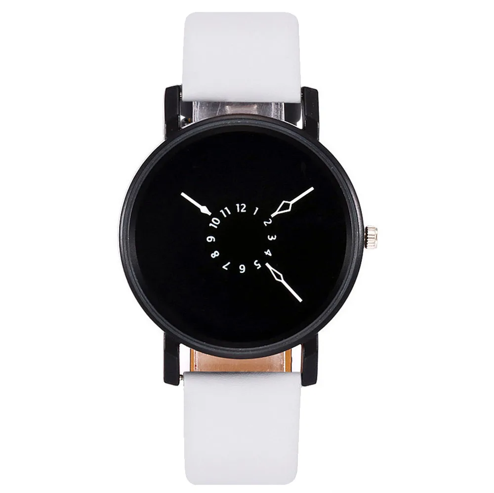 Модные женские повседневные кварцевые часы с кожаным ремешком, Новые аналоговые наручные часы, Лидер продаж, простые черные белые часы для женщин - Цвет: F