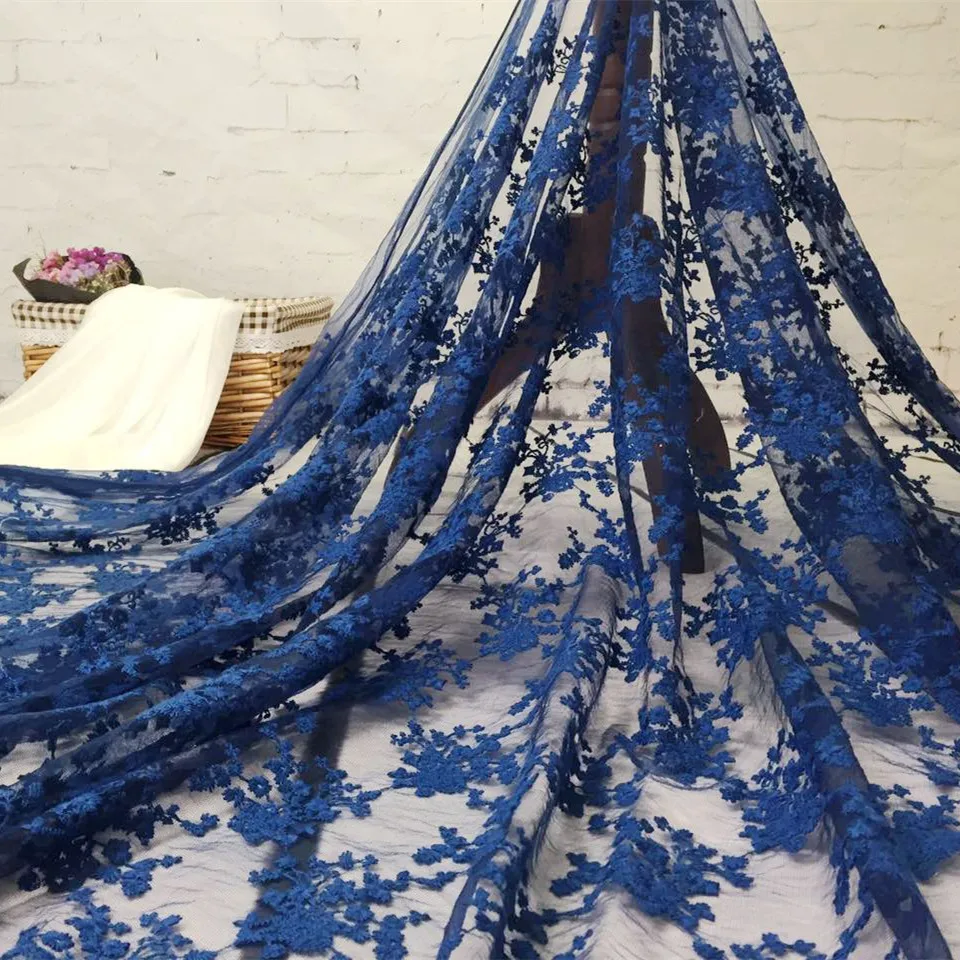 

1Yard Mesh Net Lace French Voile Guipure Tulle Lace Fabric For Wedding Dress Free Shipping Black/White/Pink/Yellow/Blue
