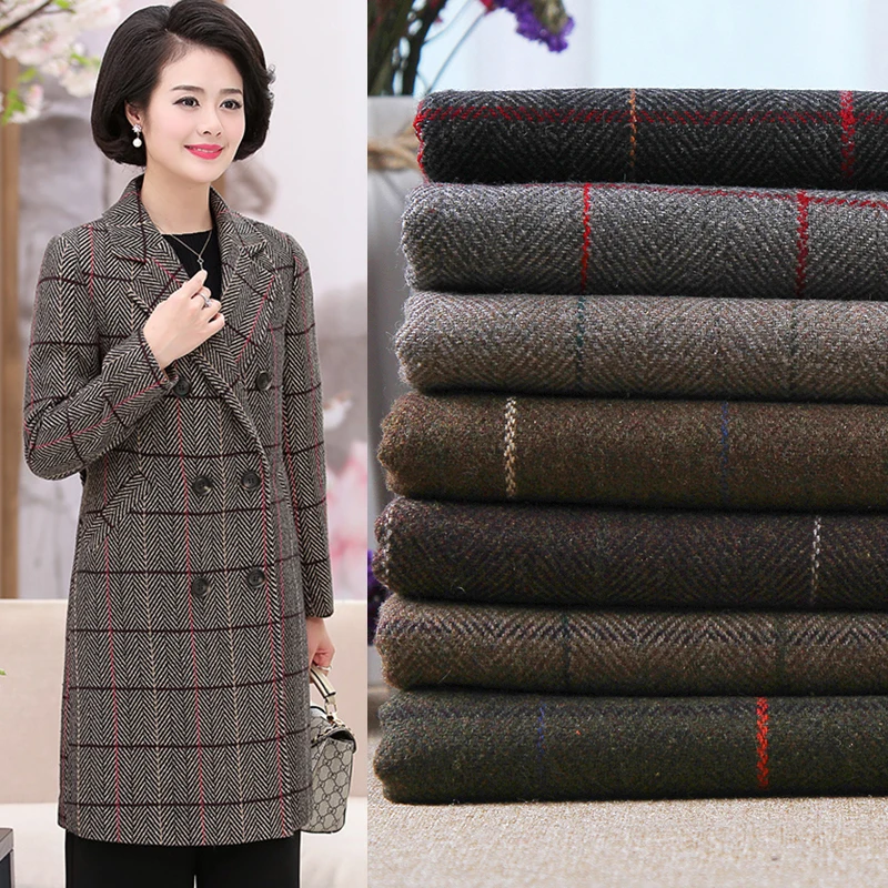 1 Meter Autumn 10% Wool 90% Polyester Woolen Fashion Fabric Warm for DIY Tailor Coat Clothing Cloth | Дом и сад