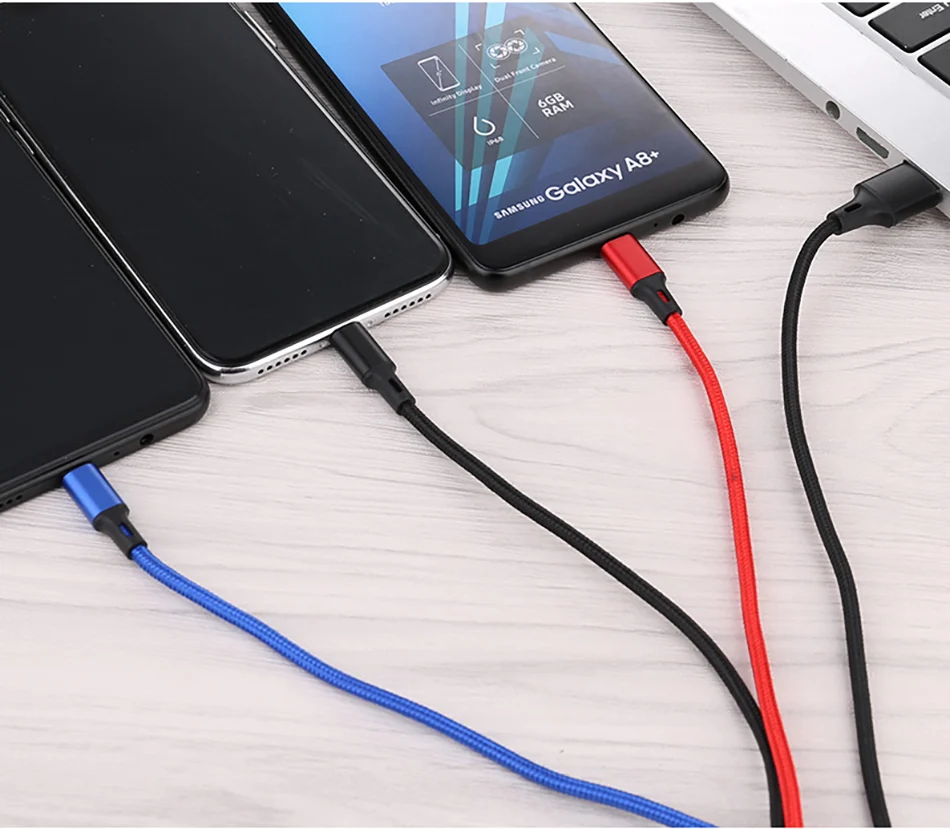 NOHON Nylon 3 In 1 Lighting Charger Cable For iPhone X 7 8 6 Plus Micro USB Type C For Samsung Xiaomi 5 Universal Fast Charging (14)