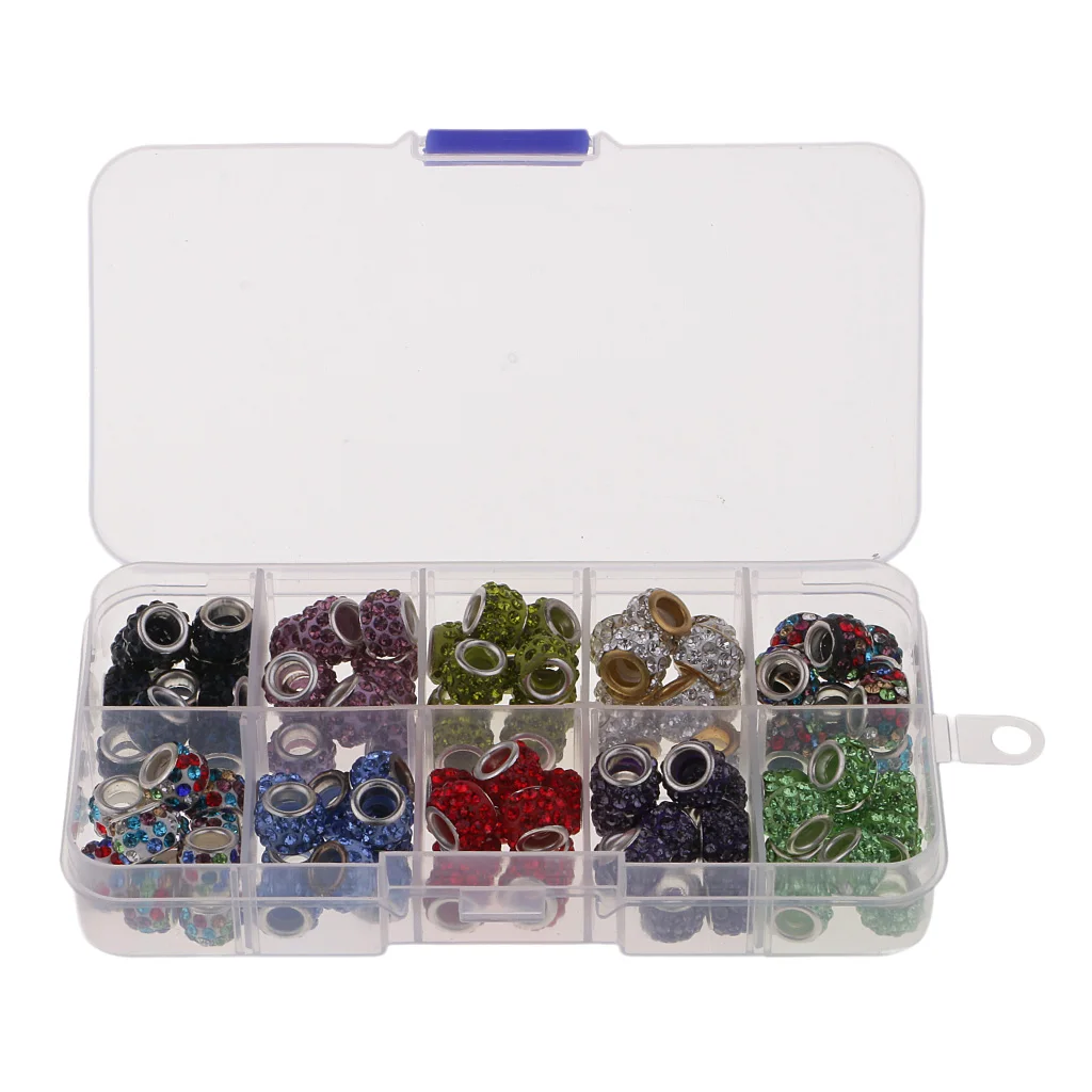 1 Boxed(100pcs) Clay Pave Disco Ball Crystal Beads Mixed Color - Large Hole Beads For DIY Jewelry Making