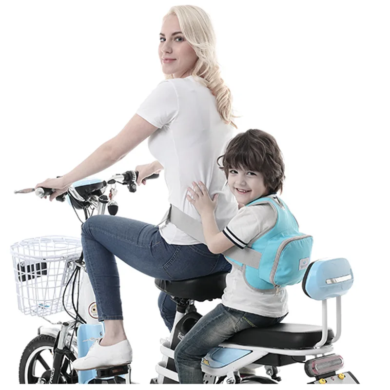 

Child Safety Belt Motorcycle Seat Belt Back Protector Vest Belt Adjustable Moto Electric Bike Safe Strap Foldable Storage N