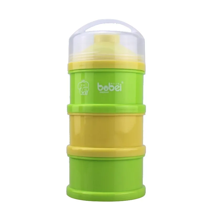 

3 Layer Baby Cute Children Portable Powder Milk Box Independent Split Charging Lattice Snacks Colorful Storage PP
