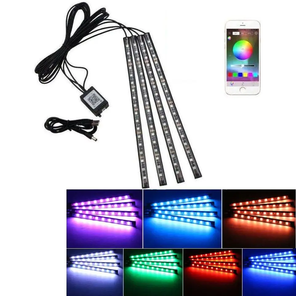 

RGB Car USB app LED 5V 18SMD foot lamp ambient light voice control music lamp phone control lamp 5050 18 X 4 SMD