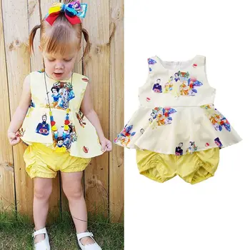

Summer Toddler Baby Girl 2Pcs Clothes Newborn Baby Girls Snow White Tops Shorts Pants Outfits Set Clothes