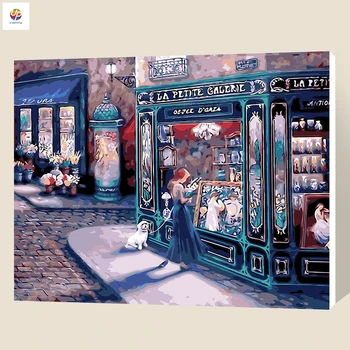 

Frameless Digital Painting By Number Lady Dog Pet Shop Acrylic Paint Abstract Modern Wall Art Canvas Painting For Home Deco Deal