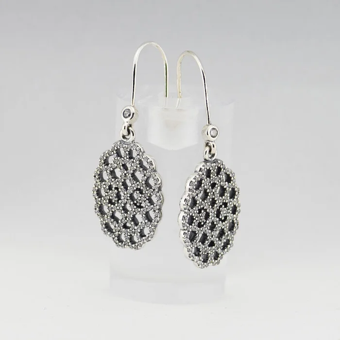 

Lace Silver Drop Earrings with Cubic Zirconia Authentic 925 Sterling Silver Earings for Women European DIY Jewelry Wholesale