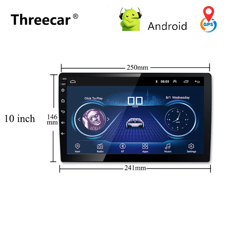 Универсальный 9 ''10'' автомобильный Android 8,1 мультимедийный плеер четырехъядерный 2 din радио gps навигация Wifi Bluetooth аудио стерео 2din - Цвет: 10 inch no  camera