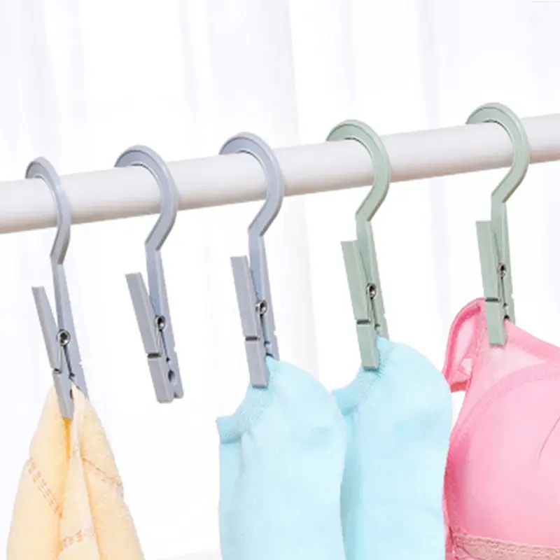 Fashion 3pcs Plastic Clothes Hooks Peg Travel Portable Hanging Clothes Rails Clips Home