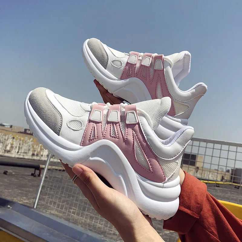 

Brand 2019 Breathable Mesh Women Casual Shoes Vulcanize Female Fashion Sneakers Lace Up Soft High Leisure Footwears A2-23