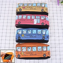 1 шт. креативный чехол для карандашей милый мультяшный школьный автобус пенал холщовый автобус пенал для карандашей детский подарок школьные принадлежности