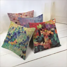 Linen Decorative Throw Pillow Covers Colorful modern Geometric Diamond Pattern Sofa Seat Cheap Cushion Covers nordic decoration