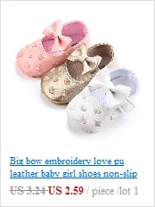 Обувь для маленьких девочек из искусственной кожи с большим бантом и вышивкой; нескользящая обувь с мягкой подошвой для новорожденных; обувь для маленьких девочек