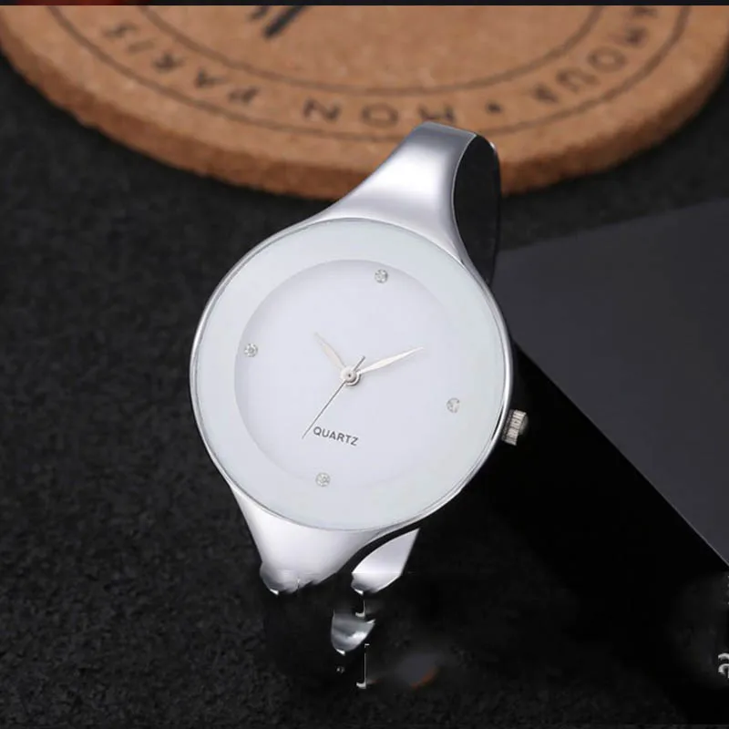 Современная мода, простые кварцевые часы для женщин и девушек, браслет из нержавеющей стали, высокое качество, повседневные наручные женские 812 - Цвет: White