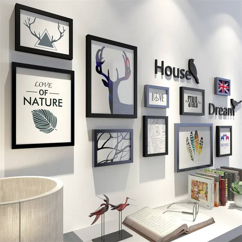 10pcs/set Picture Frames Set Modern Simplicity Wooden Photo Frame Set