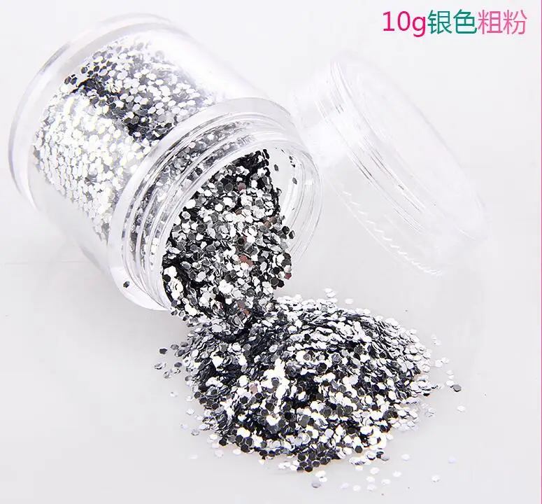 

10ml/box Silver 1MM Hexagon Sprinkles Mixed Size DIY Glitter for Nail Decoration & Paper Craft Glitter Supplier,#JJKL211444