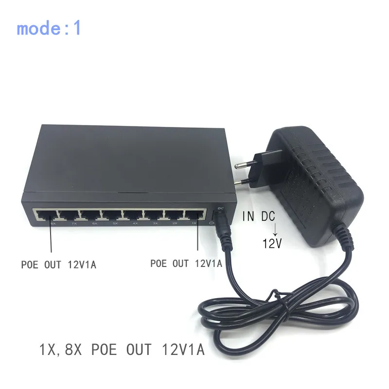 Реверсивный poe коммутатор с портом 12 В 24 V8 источник питания беспроводная