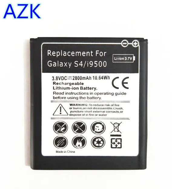 

AZK Black 2800mAh B600BC S 4 Battery For Samsung galaxy S4 i9505 i9502 i9508 i959 g7106 i9158 i9506 S4 Active I9295 i9500 phone