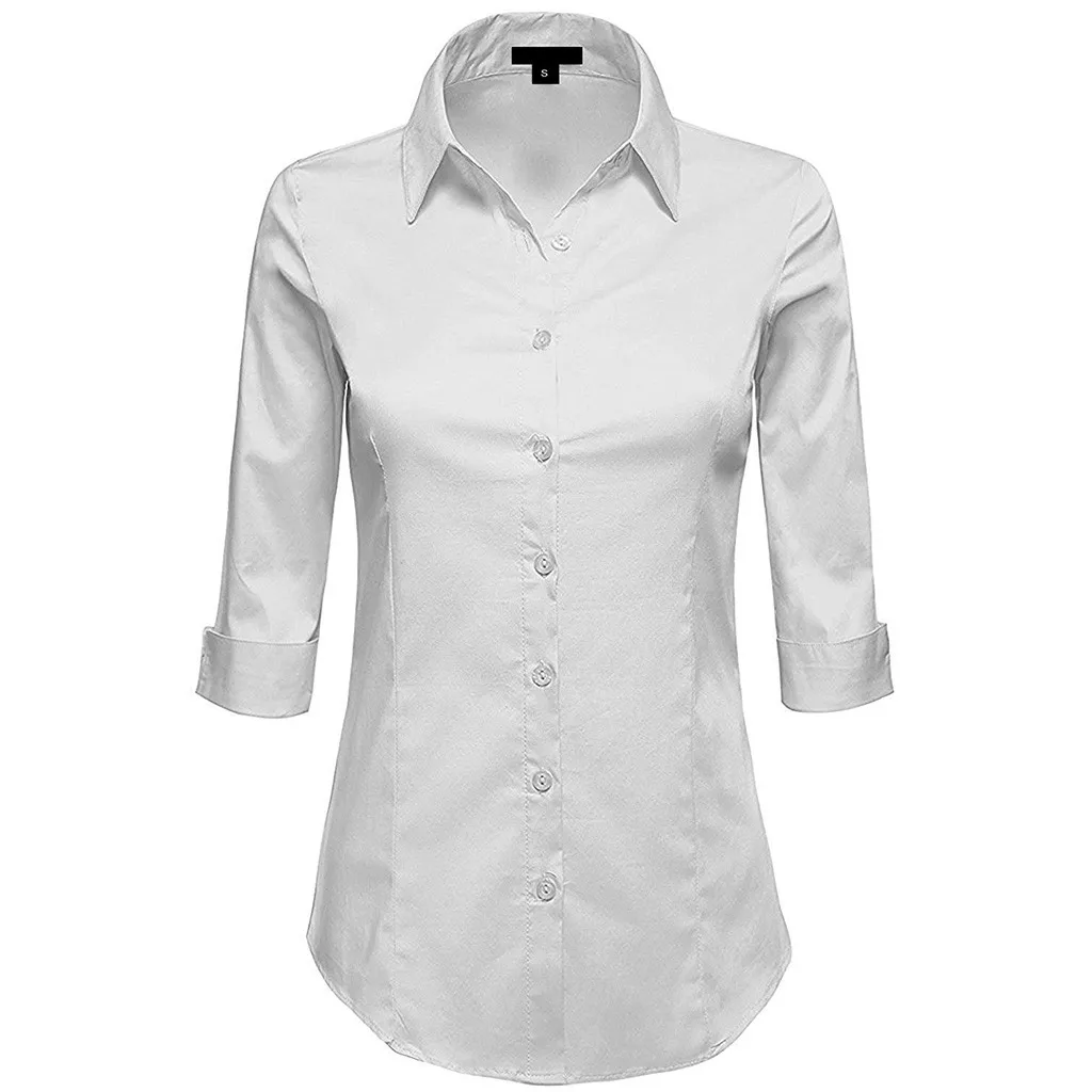 Women Maternity Clothes Pregnancy Shirt Pregnant Women 3/4 Sleeve Stretchy Button Down Collar Office Formal Casual Shirt Blouse