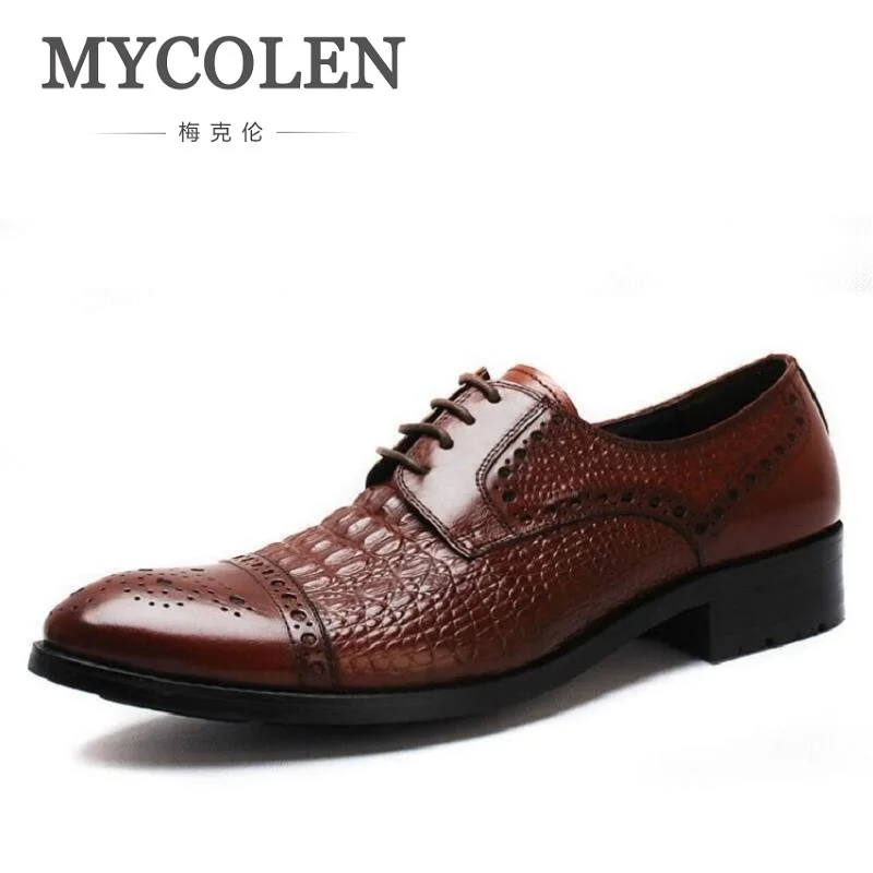 

MYCOLEN Crocodile Pattern Leather Men's Wedding Shoes Business Bullock Dress Formal Wear Shoes Luxury Style Male Brand Shoes