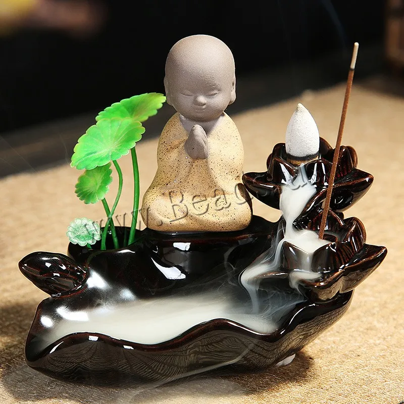 The Little Monk Backflow Incense Burner Smoke Waterfall Incense Stick Holder Burner Mountain River Use In Home Office Teahouse