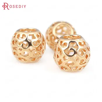 

12PCS 9x8.3MM 24K Champagne Gold Color Plated Brass Hollow Beads Bracelet Beads High Quality Diy Jewelry Accessories