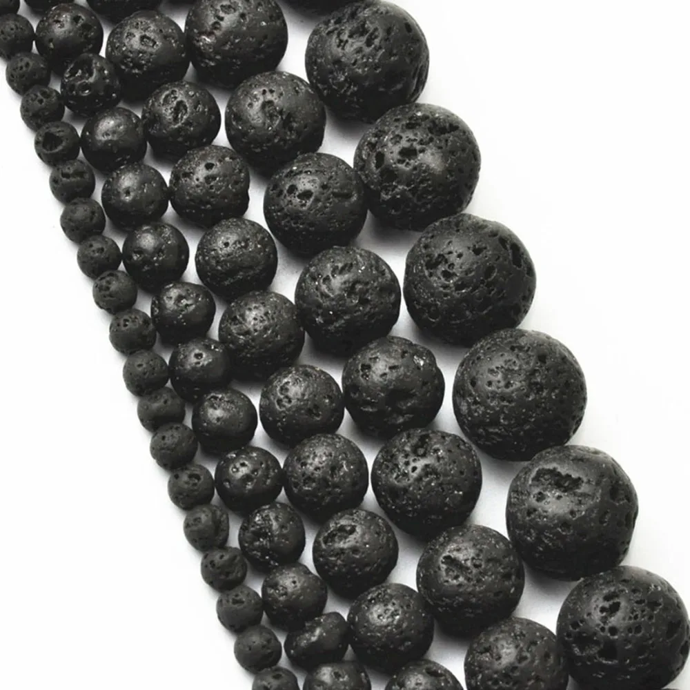 

LNRRABC 4MM Handmade Black Volcanic Lava Stone Round Loose Spacer Beads For Jewelry Making DIY Bracelet Necklace Wholesale