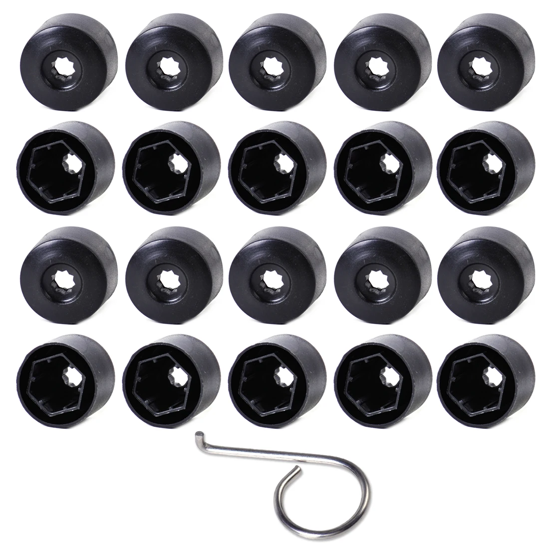DWCX 20pcs/lot Black Anti theft Wheel Lug Bolt Center Nut Covers Caps