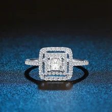 ZHJIASHUN натуральная 0,4 cttw Принцесса Cut природных алмазов Halo Настоящее 14 к белого золота свадебные обручение кольцо для женщин ювелирные