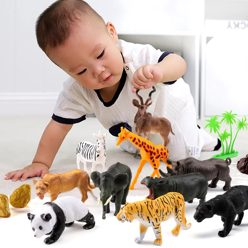 58 пластиковых лошадей и мальчиков, игрушки животных для детей, имитация леса, модель зоопарка, тигры, панды, овцы и животные