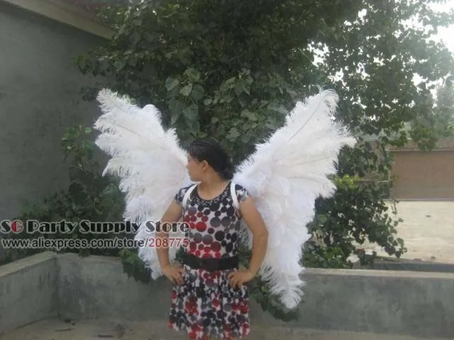 Высококачественные ангельские крылья с перьями, модель автомобиля, реквизит для выступлений, большие белые крылья 100*80 см, EMS